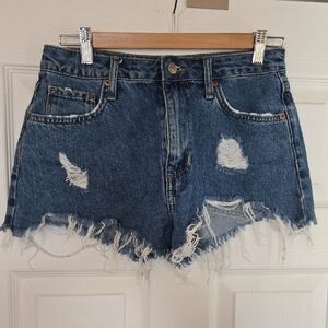 Forever 21 Ripped Denim Blue Shorts